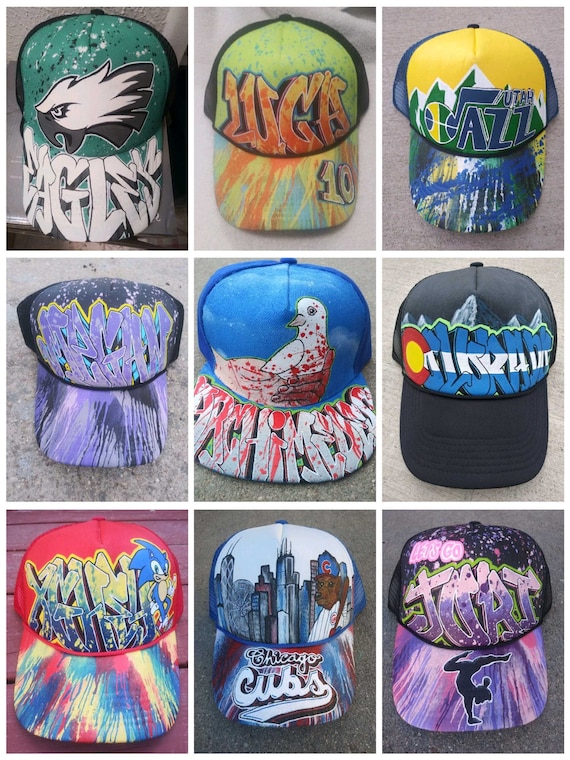 CUSTOM Artwork Canvas Boards Graffiti Trucker Hats Spray Paint Art Oil Paintings Acrylic Paintings One Of A Kind Home Decor