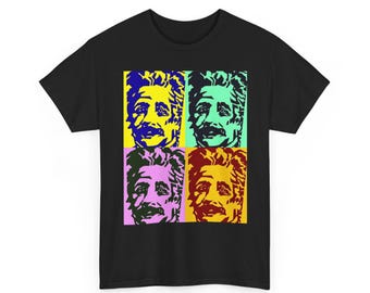Pop Art Einstein Style Buntes Schwarzes T-Shirt Unisex T-Shirt