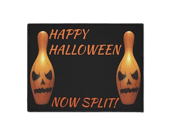 Halloween Kürbis Bowling Themed, Bodenmatte, Indoor Outdoor Eingangsteppich, Gruseliges Saison Dekor, rutschfeste Willkommensmatte, Dekoration auf der Vorderseite