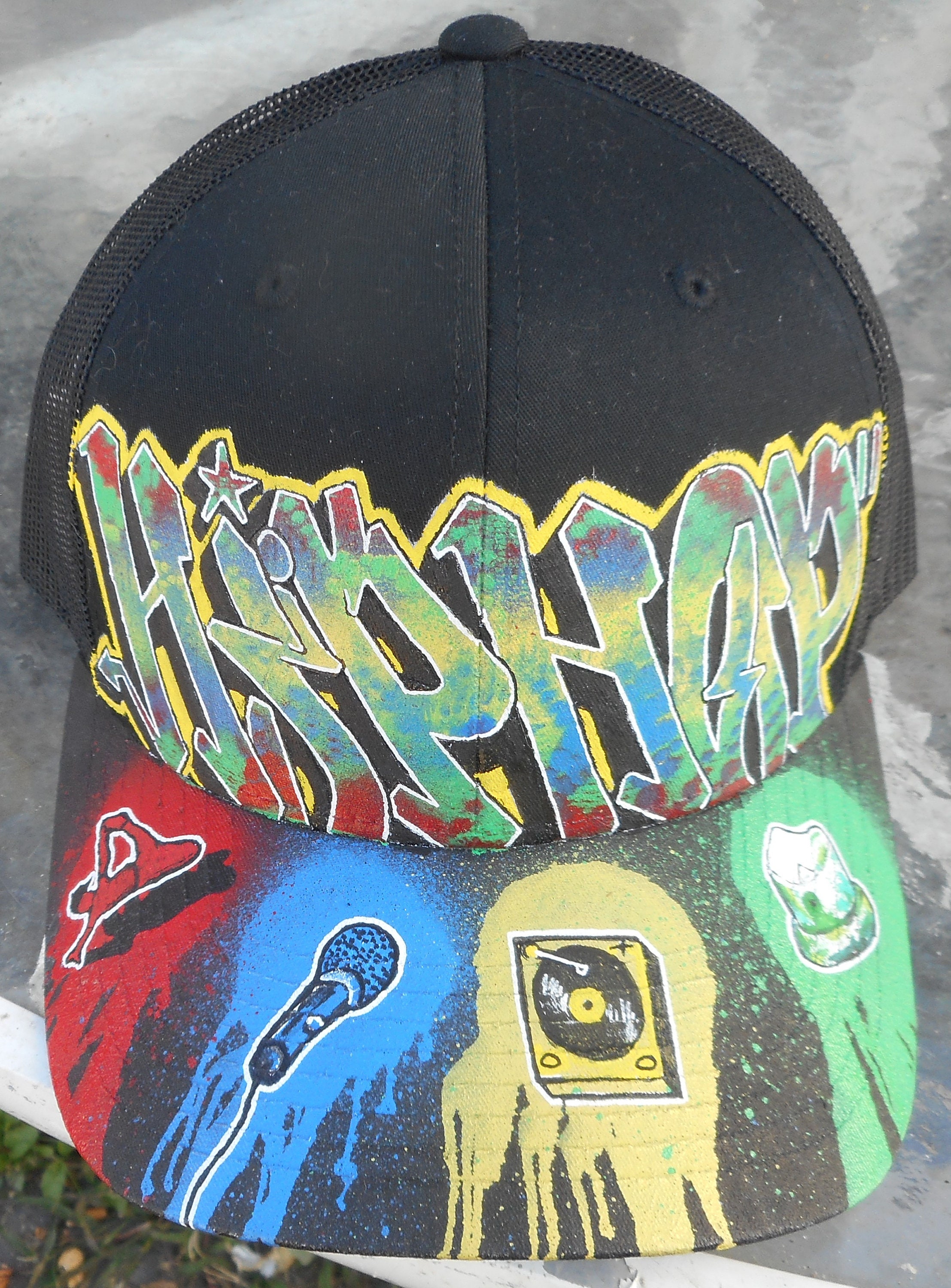 Custom Graffiti Hats Snapback Cap Trucker Spray Paint Artwork Etsy