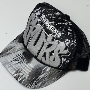 San Antonio Spurs Black Hat Graffiti Trucker Cap Gray Silver image 3