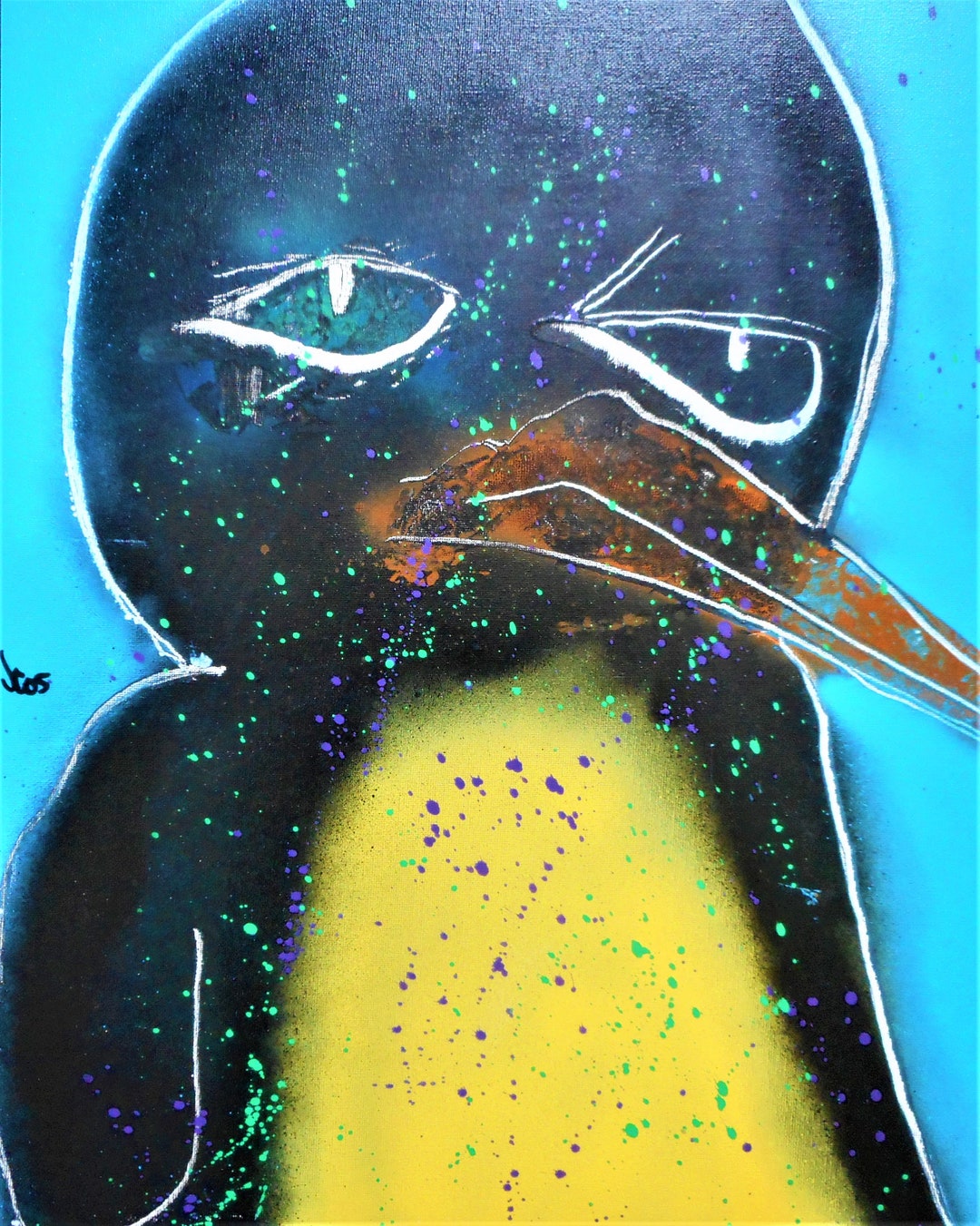 Penguin Spray Paint Artwork Original Painting Etsy