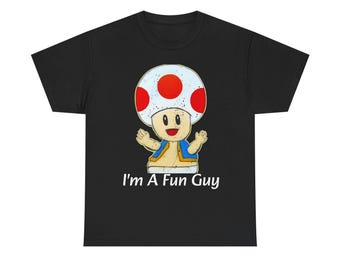 Kröte Themed T-Shirt, Fun Guy Pilz Charakter Unisex Schweres Baumwoll T-Shirt, Lustiges Geschenk für Kinder und Erwachsene, Schwarz Grau, Rot, Weihnachtsgeschenk