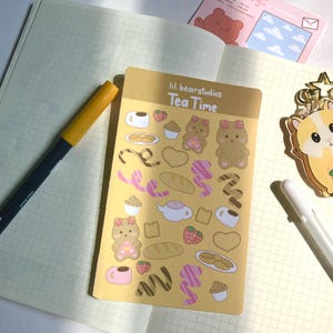 Tea time sticker sheet | bear stickers | Polco stickers | kawaii stickers | journaling stickers |