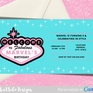 Digital Las Vegas Birthday Invitation | Canva Template | All Purpose | Download | Printable