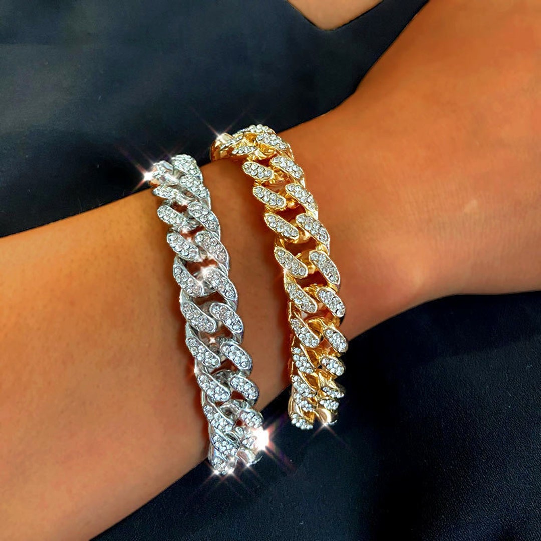 12mm Iced Out Cuban Link Chain Bracelet Etsy