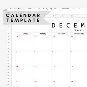 Modèle de calendrier personnalisable || Modèle de calendrier Excel/Google Sheets/Numbers modifiable