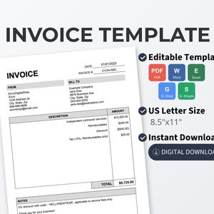 Szablon faktury dla małych firm | Edytowalna faktura w Arkuszach Google, Excelu, Wordzie i PDF-ach | Faktura dla freelancera | Rozliczenia dla zleceniobiorców