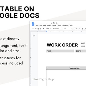 Editable Work Order Template | Professional Business Quote, Printable ...