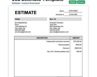 Sjabloon taakschatting | Offerte aannemer, bouw en klusjesman | Bewerkbare Google Spreadsheets Excel Word-pdf
