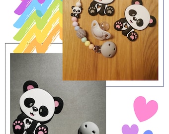 Schnullerkette personalisiert mit Namen - Panda