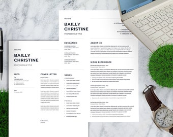 Clean Resume Template | Professional and Editable CV Template | CV Design with Photo | 2 Page Modern Resume with Cover Letter
