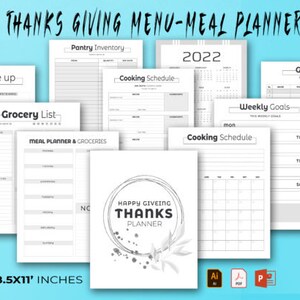 Editable Menu Planner | Monthly Meal Planner | Minimal Food Planner