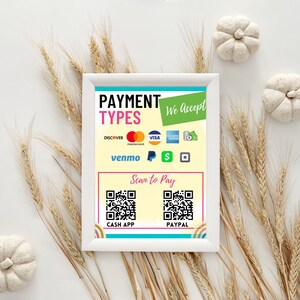 Blue Boho Scan to Pay | Editable Canva QR Code Sign | Canva Pay Here QR Code | Small Business Payment Sign | Paypal, Venmo, Cashapp