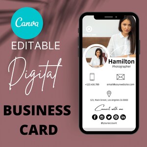 Digital Business Cards | Editable Canva Business Cards | Virtual Business Cards | Digital Photography Business Cards