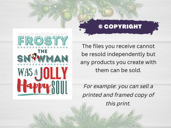 Frosty the Snowman Lyrics Frosty the Snowman Printable - Etsy