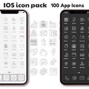 Black and white iOS 16 App icon pack with 100 aesthetic App icons | iPad and iPhone icons | iPhone icon pack | iOS icons