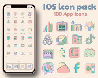 Pastel iOS 16 App icon pack with 100 aesthetic App icons | iPad and iPhone icons | Transparent iOS icons | iPhone icon pack