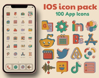 Colorful iOS 16 App icon pack with 100 aesthetic icons in beige and blue theme | iPad and iPhone icon pack | Apple icon pack