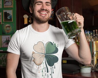 Koszulka z krótkim rękawem Shamrock Shenanigans Unisex, Dzień Świętego Patryka, Irlandzka, Czterolistna koniczyna, Vintage, Boho, Minimalistyczny