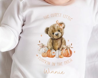 Gepersonaliseerde halloween-hansop, schattigste kleine pompoenoutfit, halloween babycadeau, halloweenaccessoires, outfit babypompoen