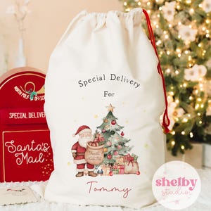 Personalised Christmas Sack, Personalised Xmas Santa Sack, Christmas Present Sack, Xmas Toy Sack, Children&#39;s Santa Christmas Gift Bag