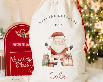 Personalised Christmas Sack, Personalised Xmas Santa Sack, Christmas Present Sack, Xmas Toy Sack, Children's Santa Christmas Gift Bag