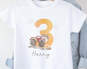 Personalised Birthday T Shirt, Monster Truck Birthday T Shirt, Childrens Birthday Outfit, Birthday Party Top, Monster Truck Party