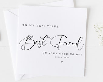 Personalised To My Best Friend On Your Wedding Day Card, Best Friend Wedding Card, Calligraphy Friend Card