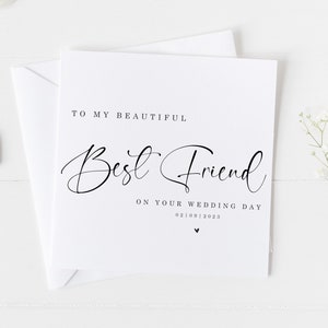 Personalised To My Best Friend On Your Wedding Day Card, Best Friend Wedding Card, Calligraphy Friend Card