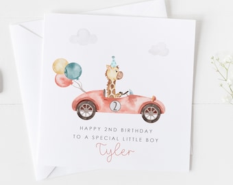 Personalised Race Car Birthday Card, 1st 2nd 3rd Birthday Racing Card, Little Boys Cars Card, Card for Son, Grandson, Nephew Birthday