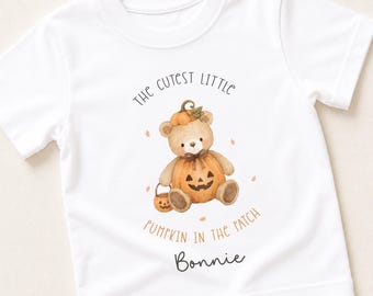 Personalised Pumpkin Patch T Shirt, Kids Halloween Top, Cutest Little Pumpkin Shirt, Toddler Autumn Outfit, Pumpkin Picking Tee