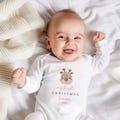 Personalised First Christmas Sleepsuit, Baby Xmas Reindeer Outfit, Baby Christmas Gift, My 1st Xmas Clothing, Babies Xmas Outfit