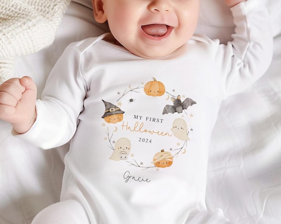 Personalised First Halloween Sleepsuit, Baby 1st Halloween Outfit, Baby Halloween Gift, Halloween Accessories, Baby Halloween Costume
