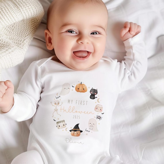 Personalised First Halloween Sleepsuit, Baby 1st Halloween Outfit, Baby Halloween Gift, Halloween Accessories, Baby Halloween Costume