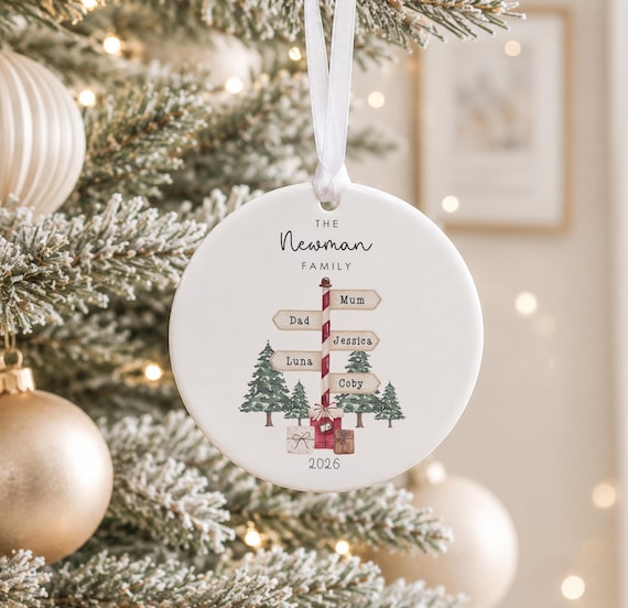 Personalised Family Christmas Bauble, North Pole Family Ornament, Personalised Christmas Decoration, Family Keepsake 2026