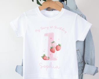 Personalised My Berry 1st Birthday T-Shirt, 1st Birthday Strawberry T-Shirt, Childrens Birthday Outfit, Strawberry Birthday Party Outfit