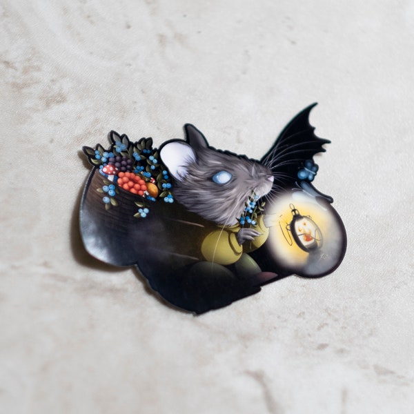 Eerie Mouse Traveler - Spooky Autumn Die Cut Glossy Waterproof Sticker