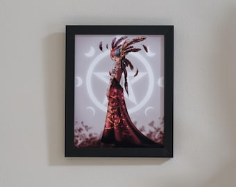 The Queen of Pentakels - Tarotkaart originele kunstprint | Gaming slaapzaal D&D muurdecoratie