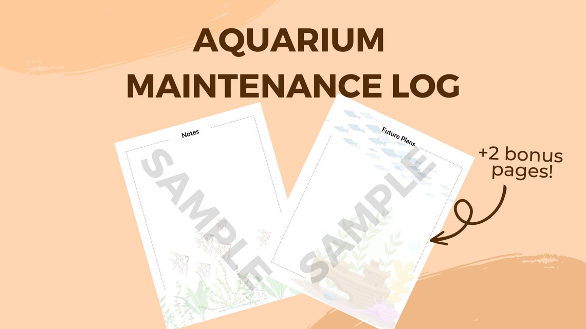 Aquarium Maintenance Log, Printable, Aquarium Log Book, Fish Care Book