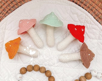 Hochet champignon pour bébé, cadeau pour bébé, champignon vénéneux pour bébé, jouet pour baby shower, jouet pour bébé, hochet pour bébé, jouet bio, jeu de simulation