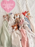 Personalized Crochet Animal Lovey Blankie: Organic Cotton Rattle Toy and Washcloth product logo
