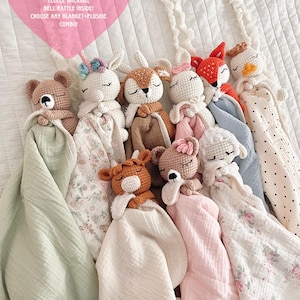 Baby Shower Gift, Baby Toy, Baby Blanket, Baby Lovey,Baby Rattle,Personalized Newborn Gift,Stuffed Animal Plushie,Embroidered Baby Comforter