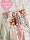 Personalized Crochet Animal Lovey Blankie: Organic Cotton Rattle Toy and Washcloth