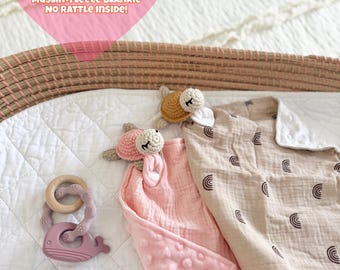 Embroidered Turtle Lovey: Personalized Organic Muslin Baby Blanket
