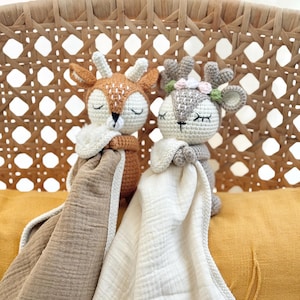 Personalized Crochet Animal Lovey Blankie: Organic Cotton Rattle Toy and Washcloth image 15