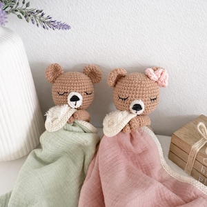 Personalized Crochet Animal Lovey Blankie: Organic Cotton Rattle Toy and Washcloth image 12