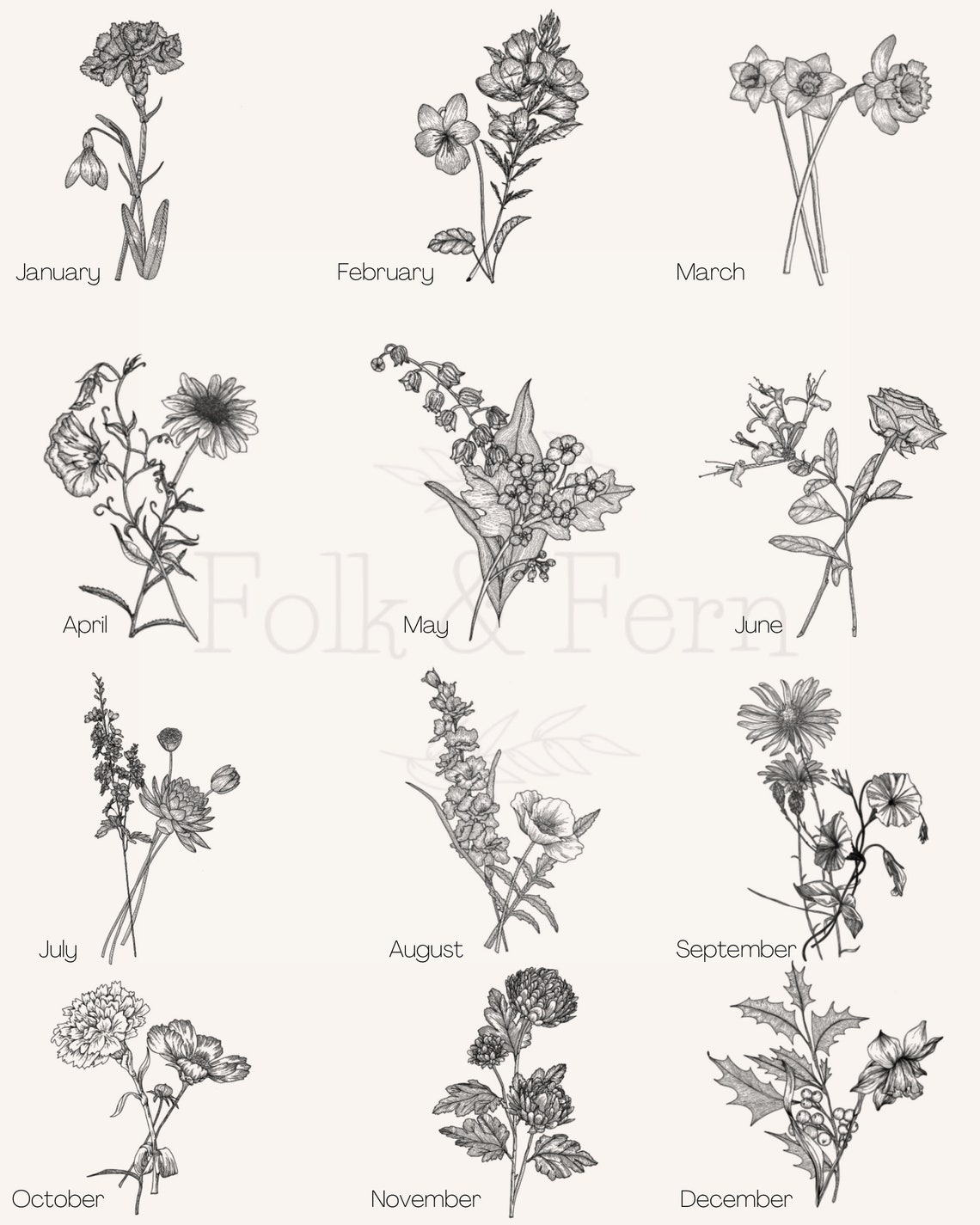June Birth Flower Print Birth Flower Tattoo Birth Flower Etsy Canada