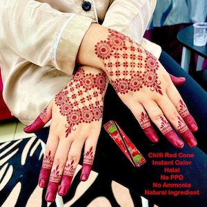 Instant Red Mehandi Henna Cone Mehendi Tube Dewali Art Eid Party Tattoo |  eBay