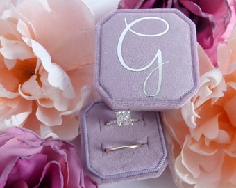 Lilac Velvet Luxury Ring Box, Couples Ring Box, Custom Double Ring Box, Wedding Ring Box, Custom Ring Box in Light Purple